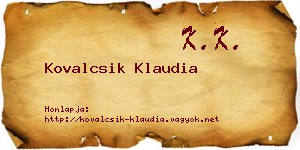 Kovalcsik Klaudia névjegykártya